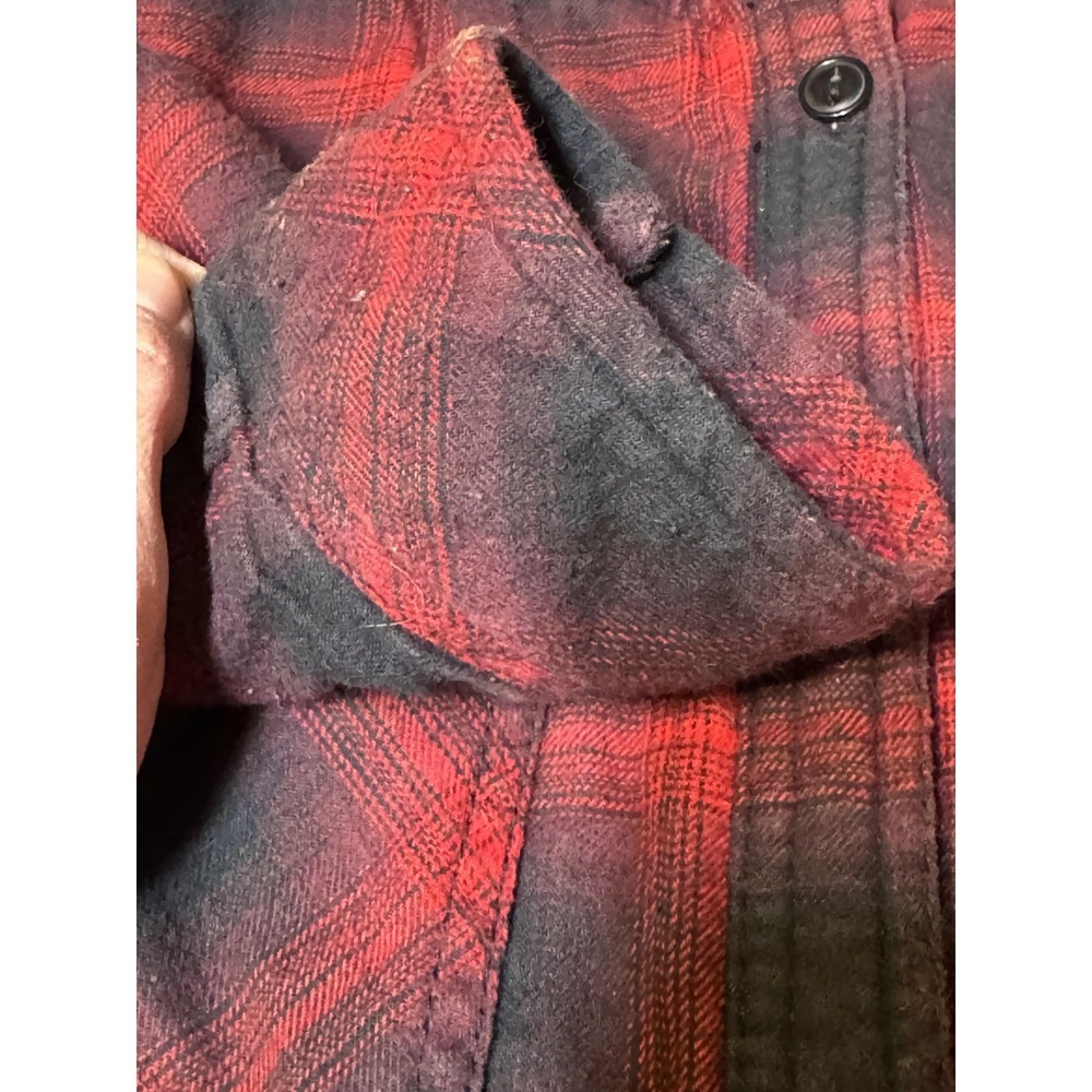 Boston Traders Shacket Mens Large Red Plaid Sherpa Lined Hooded Flannel Jacket - Picture 6 of 12